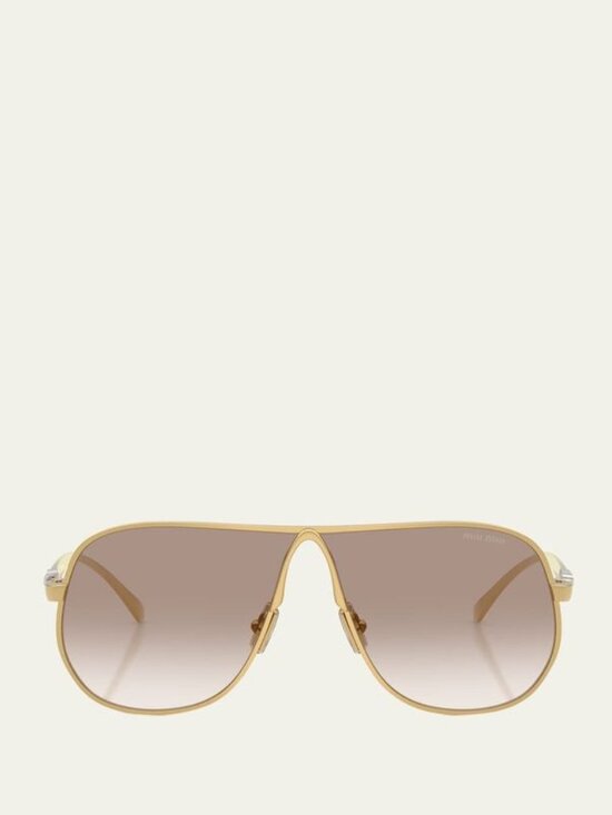 Miu Miu Accessories - Miu Miu Gold Metal Aviator Sunglasses with Pink Lenses